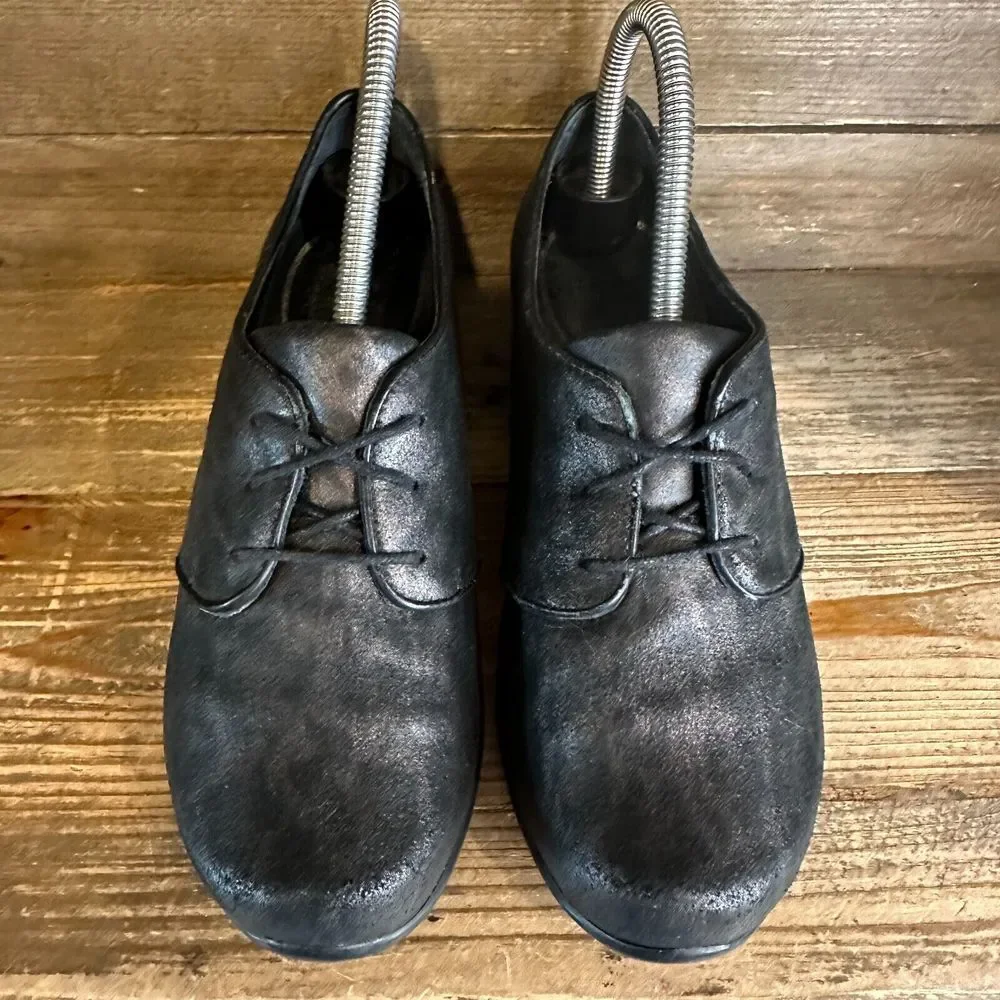 Womens Dansko Olive Leopard Print Black Leather Comfort Oxfords Shoes Size EU 37